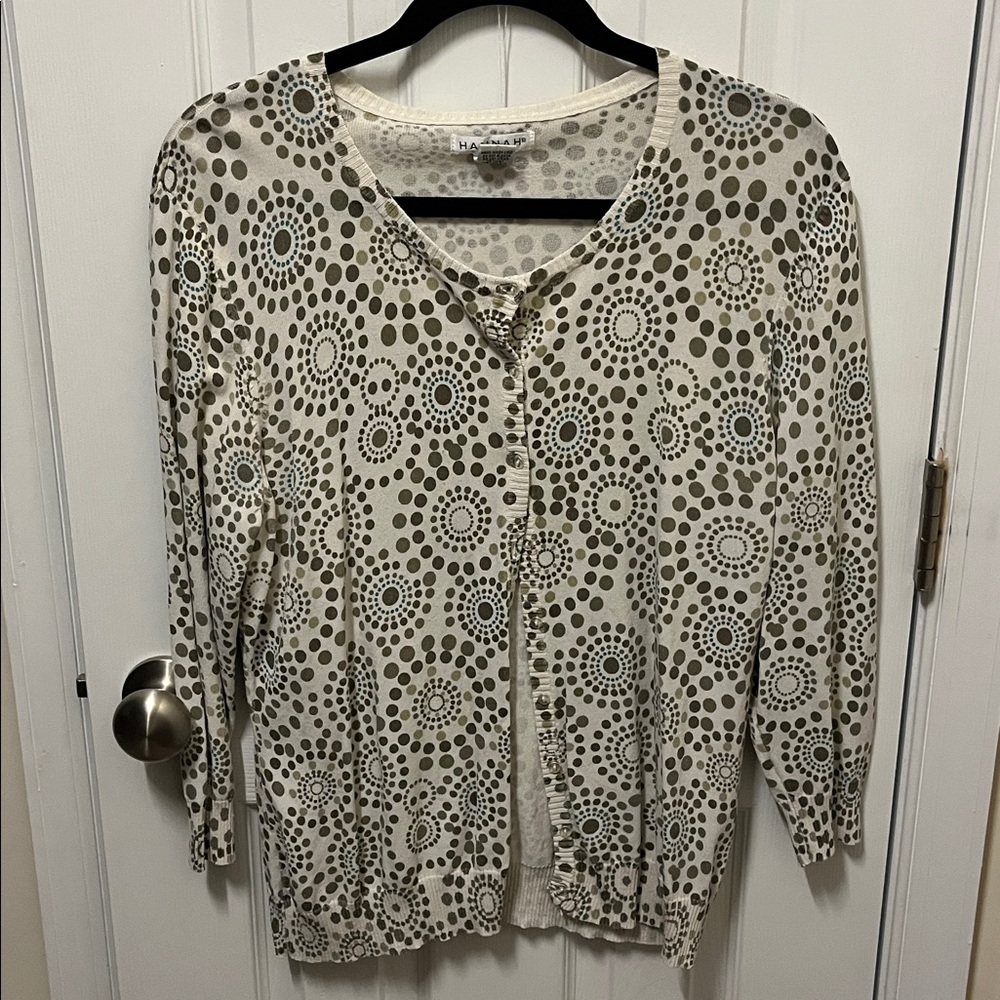 Hannah Cream and Green Patterned Cardigan